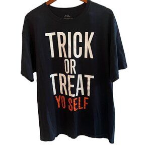 Michaels Shirt Adults XL Black Cotton Halloween‎ Trick Treat Casual